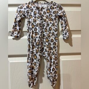 Spearmint Love Bamboo Leopard Print Kids Footie